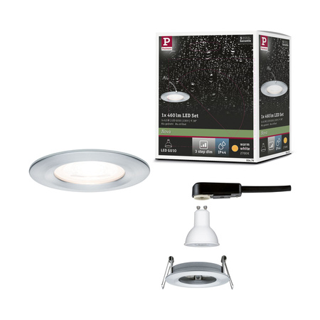 Oprawa do wbudowania NOVA LED DIM stała GU10 6.5W 460lm 78mm 2700K IP44 230V aluminium PAULMANN PL93479