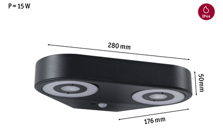 Oprawa elewacyjna SILMA LED 10W 2 450lm 3000K czujnik ruchu i zmierzchu IP44 230V antracyt / aluminium