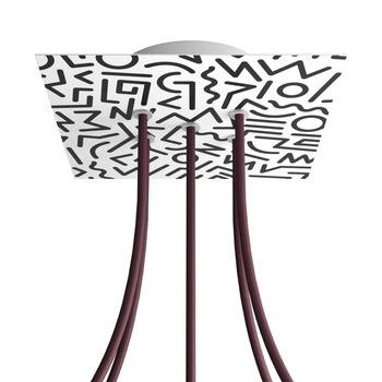 Duża kwadratowa podsufitka maskownica Rose-One, 200 mm, 5 otworów i 4 otwory boczne - PROMOCJA Creative cables BKROQ205F-PROMO-KROQ205F202