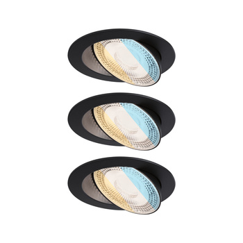 Zestaw opraw do wbudowania AUMUS LED 3-STEP DIM 3X5W 700lm 105mm 2700K-6500K IP20 230V czarny matowy / aluminium PAULMANN PL92258