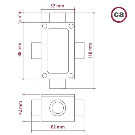 Puszka elektryczna 4 otwory w kształcie litery X do Creative-Tube, aluminiowa obudowa Creative cables DER41