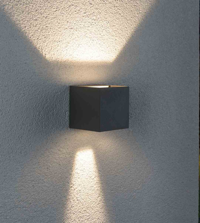 Oprawa elewacyjna CYBO LED 2x3,5W 2700K 2x355lm IP65 80x80mm 230V szary /aluminium