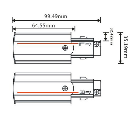 Końcówka zasiljąca do systemu ProRail3 PRAWE 230V srebrny / metal / tworzywo sztuczne