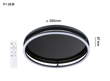 Plafoniera SPACEGLOW ONE LED 3D DIM RGB rainbow 38W 3900lm 3000-6500K pilot  230V czarny matowy / metal