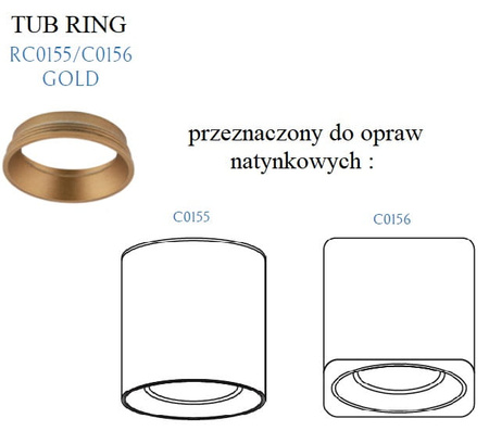 Maxlight Tub RC0155/0156 Gold Pierścień Ozdobny Złoty
