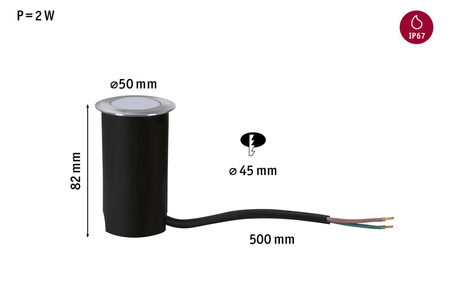 Oprawa wpuszczana podłogowa LED 2.2W 60lm IP67 2200K 230V aluminium metal PAULMANN PL94726
