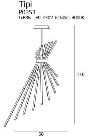 Maxlight Tipi P0353 Lampa Wisząca Czarna