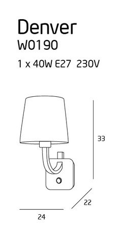 Maxlight Denver W0190 Kinkiet BK