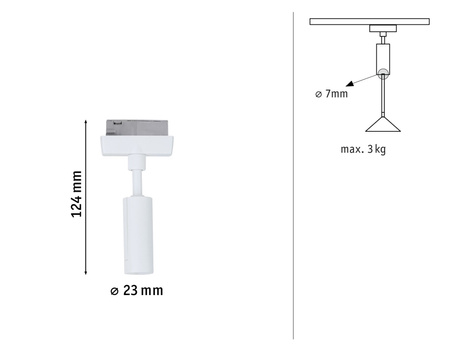 Adapter uniwersalny do szynoprzewodu URail max. 100W 230V biały RAL9003 / metal PAULMANN PL95655