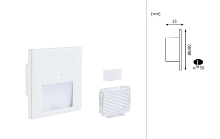 Oprawa przyschodowa TSARO LED czujnik ruchu i zmierzchu kwadrat 1x1,W 80lm 2700K IP20 230V biały matowy / tworzywo sztuczne PAULMANN PL80002
