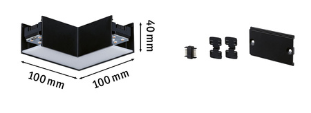 Łącznik L systemu LINION LED 3,5W 90st. 3000K 200lm IP20 24V czarny RAL 9004 / aluminium PAULMANN PL98171