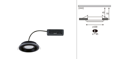 Oprawa wpuszczana SORMUS LED 6.5W 560lm / 180lm 3000K IP65 230V czarny / tworzywo sztuczne PAULMANN PL92251