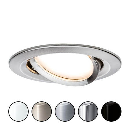 Oprawa do wbudowania NOVA COIN LED wychylna 6W 470lm 84mm 2700K IP23 230V szczotkowane żelazo PAULMANN PL93446