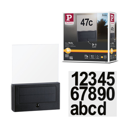 Oprawa elewacyjna NEDA LED numer domu 3000K 27lm + czujnik zmierzchu IP44 antracyt