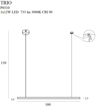 Maxlight Trio 1 P0310 Lampa Wisząca Czarna