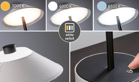 Lampka stołowa akumulatorowa PELLINI  LED DIM USB-C 2W 300lm 3000K-6500K IP20 beżowy / czarny matowy / metal PAULMANN PL71174