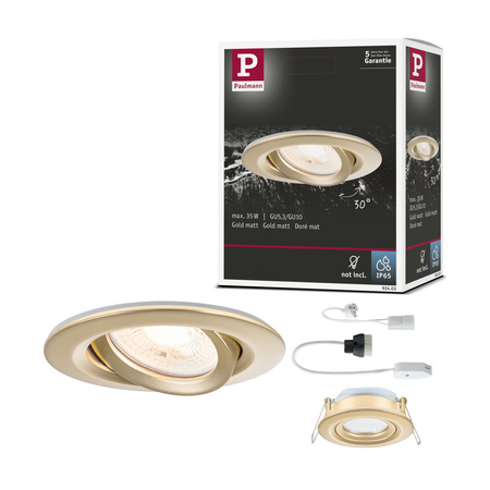 Oprawa do wbudowania NOVA PLUS DIM wychylna GU10 max.35W 93mm IP65 230V złoty matowy / aluminium PAULMANN PL92403