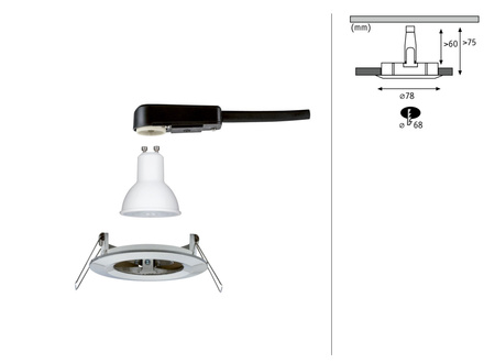 Oprawa do wbudowania NOVA LED stała GU10 6,5W 470lm 78mm 4000K 230V szczotkowane żelazo PAULMANN PL92977