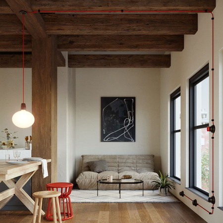 Duża okrągła podsufitka rozeta sufitowa Rose-One, średnica 200 mm, 2 otwory centralne i 4 otwory boczne Creative cables BKROR202F-KROVNR202F115