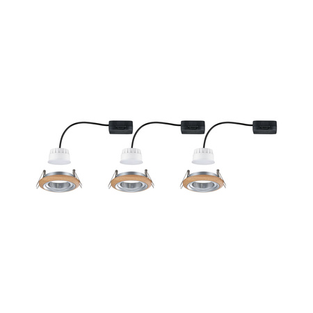 Zestaw opraw do wbudowania LANATI COIN LED 3X 6W 470lm 84mm 2700K IP20 230V drewno / aluminium PAULMANN PL92239