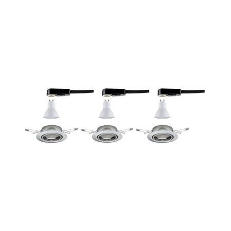 Base oprawa wbudowana ruchoma LED 3x5W 230V GU10 51mm Żelazo Szczotkowane/Metal PAULMANN PL93420
