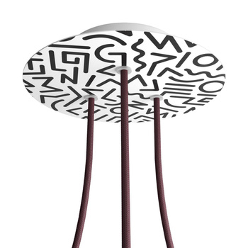 Duża okrągła podsufitka rozeta sufitowa Rose-One, średnica 200mm, 3 otwory i 4 otwory boczne  - PROMOCJA Creative cables BKROR203TF-PROMO-KROR203TF202