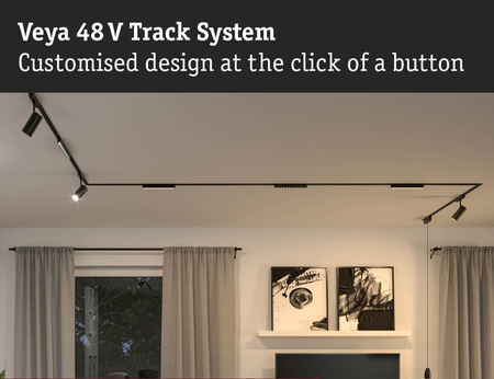 Łącznik szynowy L VEYA system 48V DC czarny matowy / tworzywo sztuczne PAULMANN PL95723