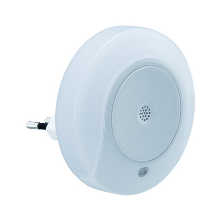 Lampka wtykowa nocna HORBY z czujnikim dzwięku + zmierzchu 45lm 3000K biały