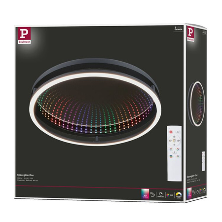 Plafoniera SPACEGLOW ONE LED 3D DIM RGB rainbow 38W 3900lm 3000-6500K pilot  230V czarny matowy / metal