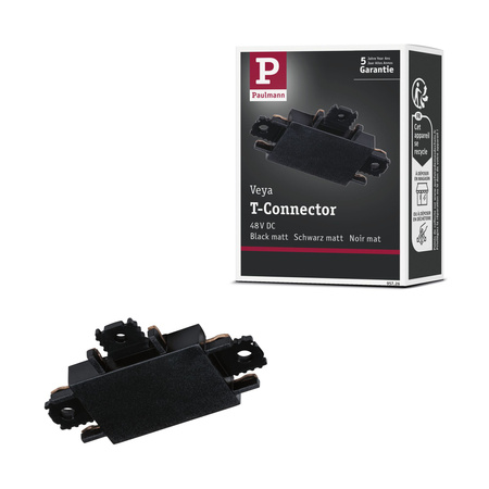 Łącznik szynowy T VEYA system 48V DC czarny matowy / tworzywo sztuczne PAULMANN PL95726