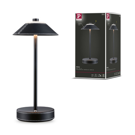 Lampka stołowa akumulatorowa PELLINI  LED DIM USB-C 2W 300lm 3000K-6500K IP20 czarny matowy / metal PAULMANN PL71173