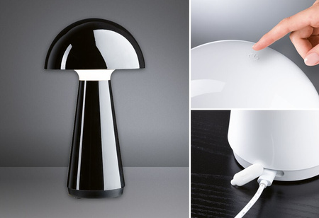 Lampka stołowa akumulatorowa ONZO LED 3-STEP DIM USB-C 2.6W 240lm 2700K IP44 czarny połysk / tworzywo sztuczne PAULMANN PL76994