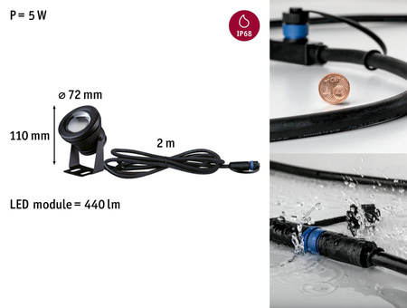 Oprawa do oczka wodnego Plug & Shine POOL SPOT 5W 3000K 440lm IP68 24V czarny /  aluminium