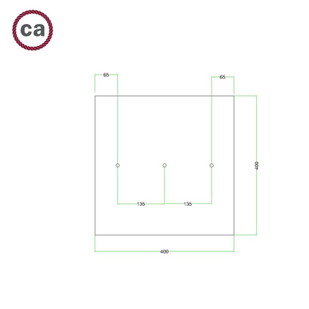 Kwadratowa podsufitka maskownica sufitowa XXL Rose-One, 400 mm, 3 otwory i 4 otwory boczne- PROMOCJA Creative cables BKROQ403LF-PROMO-KROQ403LF204