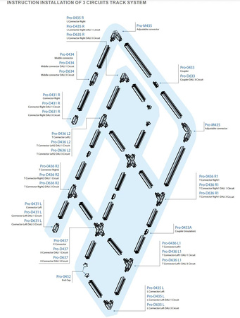 1M 3-circuits DALI track (1000mm)-BLACK-POWERGEAR
