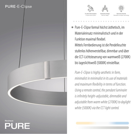 Lampa Wisząca Aluminium PURE E-CLIPSE 003902-031687 Newgarden