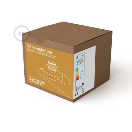 Spostaluce, metalowa lampa z oprawką gwintowaną E27, kablem w oplocie i bocznymi otworami Creative cables B-APM1FC1-2LPMDR-5-APM1FC2LVBPBB3RM01-L