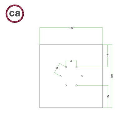 Kwadratowa podsufitka maskownica sufitowa XXL Rose-One, 400 mm, 6 otworów i 4 otwory boczne- PROMOCJA Creative cables BKROQ406F-PROMO-KROQ406F201