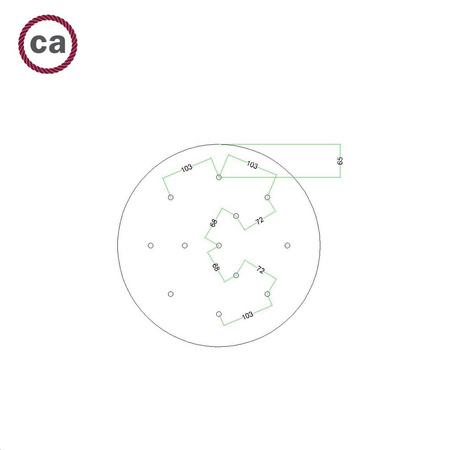 Duża okrągła podsufitka maskownica sufitowa XXL Rose-One, średnica 400 mm, 12 otworów i 4 otwory boczne - PROMOCJA Creative cables BKROR4012F-PROMO-KROR4012F303