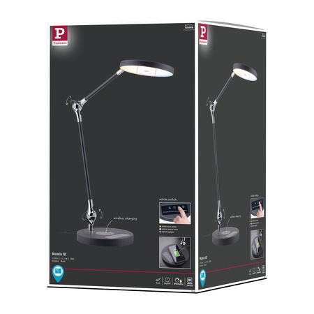 Lampka biurkowa NUMIS QI LED 11W 2700K-6500K 1000lm DIM + ładowanie indukcyjne 230V czarny / aluminium