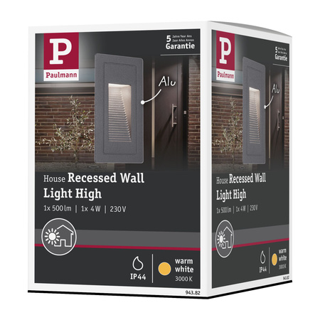 Oprawa elewacyjna HIGH 4W 3000K 500lm IP44 230V czarny / aluminium