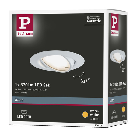 Oprawa wbudowana Base ruchoma 1x5W 230V 51mm Biały Mat/Metal