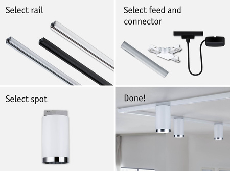 Reflektor na szynoprzewód URail TUBE DIM GU10 max.10W 230V biały RAL9003 / metal