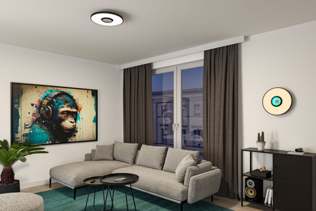 Plafoniera SPACEGLOW Three LED 3D DIM TunW RGB rainbow 21W 1400lm 3000-6500K pilot 230V czarny mat / metal / tworzywo PAULMANN PL71038