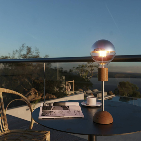 Przenośna i ładowalna lampa Cabless02 ze srebrną półkulistą żarówką Creative cables BCABLESS02-B05-CABLESS02-NAT-B05