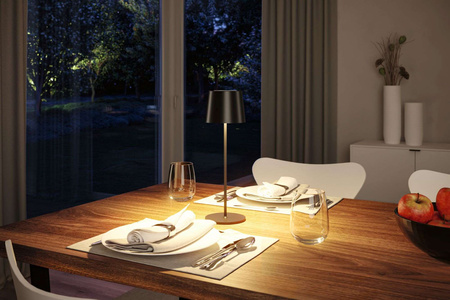 Lampka stołowa akumulatorowa GILO LED DIM USB-C 2.8W 240lm 2700K IP44 czarny mat / metal tworzywo sztuczne PAULMANN PL76996