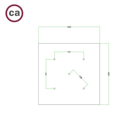 Kwadratowa podsufitka maskownica sufitowa XXL Rose-One, 400 mm, 5 otworów i 4 otwory boczne- PROMOCJA Creative cables BKROQ405PF-PROMO-KROQ405PF205