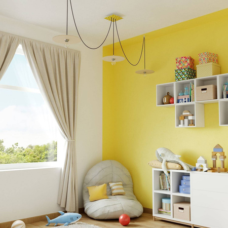 Duża kwadratowa podsufitka maskownica Rose-One, 200 mm, 3 otwory i 4 otwory boczne- PROMOCJA Creative cables BKROQ203LF-PROMO-KROQ203LF201