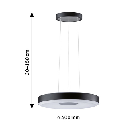Lampa wisząca PURIC PANE LED  22W 400 mm 3-STEP DIM 230V czarny / szary metal