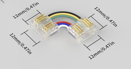Szybkozłącze L do taśm LED RGBCCT COB 12mm – 6-pinowe złącze narożne